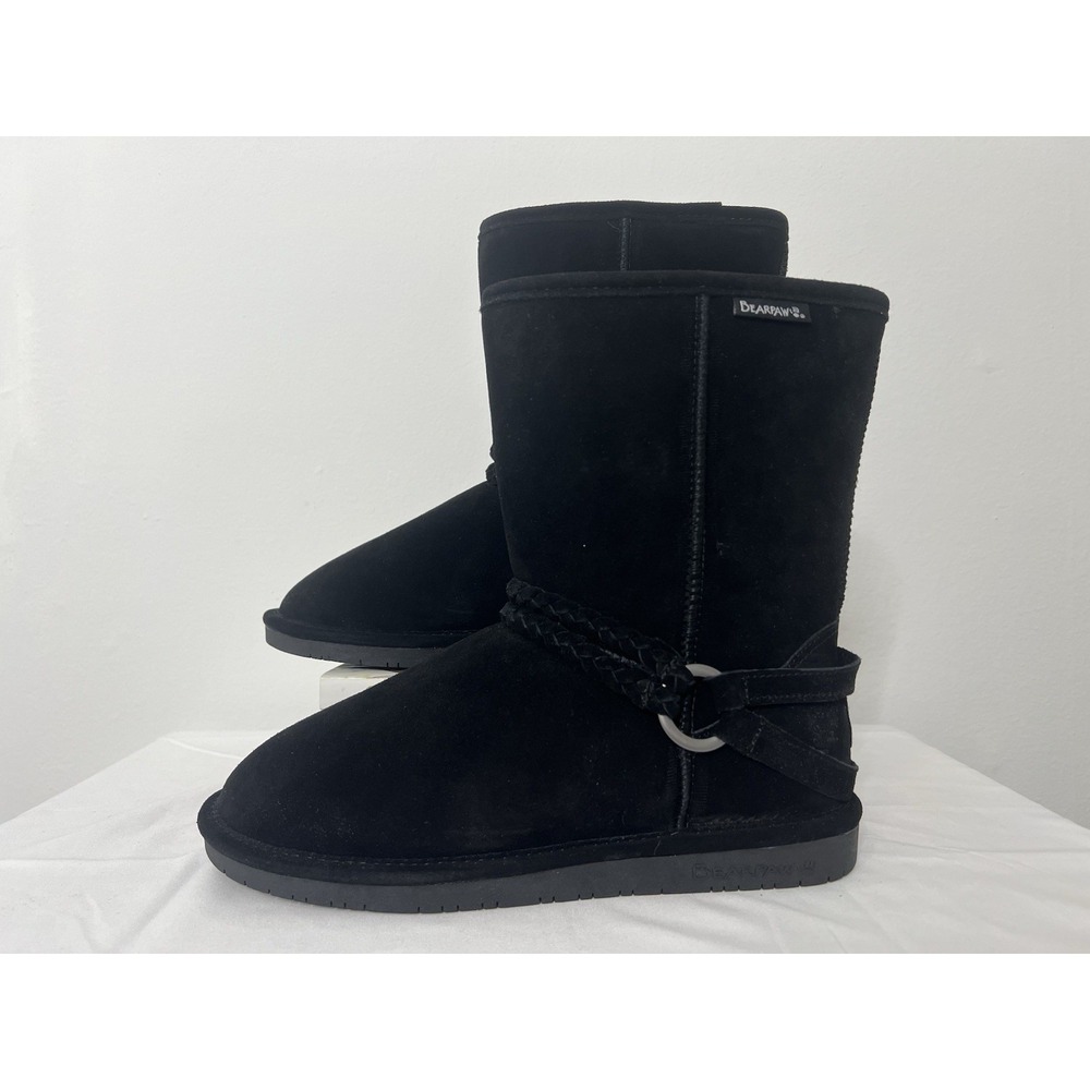 Bearpaw Adele Womens Suede Pull On Warm Comfort Black‎ Winter Snow Boots Size 10